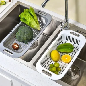 Khay rửa rau củ gác bồn rửa chén có thể tùy chỉnh vừa với mọi loại bồn 3 màu sắc