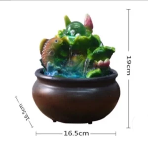 Thác nước phong thuỷ mini để bàn cá chép vượt ngũ môn tài lộc ,phong thuỷ hòn non bộ D20cm