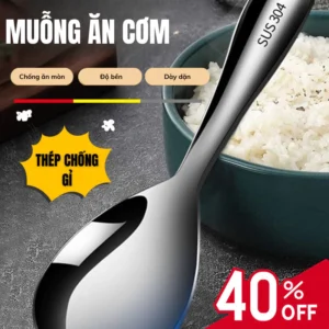 Muỗng Muôi Xơi Cơm Inox 304 Cao Cấp IKEA MAMA Thìa Xới Cơm Thép Không Gỉ Chống Dính Kích Thước 20cm