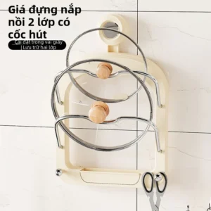 Giá Gắn Nắp Nồi Treo Tường Không Khoan Nhiều Lớp Cao Cấp Tiện Lợi Đa Năng Dụng Cụ Nhà Bếp Gia Đình Cắt Giá Nồi