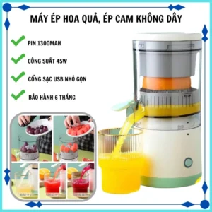 Máy Vắt Cam Đa Năng, Máy Ép Hoa Quả Tự Động Không Dây Sử Dụng Sạc USB Tiện Lợi Nhỏ Gọn Mang Đi Du Lịch