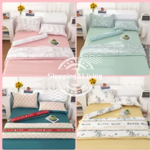 et chăn ga 5 món Bộ chăn ga gối lụa thái nhập khẩu cao cấp, chất liệu lụa thái mềm mịn, thoáng mát, chăn đã có ruột sẵn