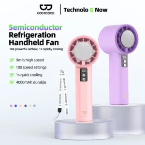 Quạt cầm tay Mini GOOJODOQ 10x Tăng cường sức gió Điều chỉnh tốc độ 100 cấp Tấm lạnh nén lạnh