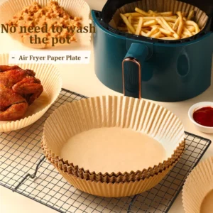 Set 50 Miếng Giấy Lót Nồi Chiên Hình Khuôn Bánh - Giảm Thiểu Tối Đa Dầu Mỡ Bám Vào Nồi Chiên(có vỉ)