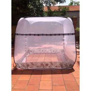 Màn chụp đỉnh vuông 1 chân viền lụa màu xanh cao cấp, Mùng ngủ tự bung 1m8x2m đình rộng gấp gọn chống muỗi