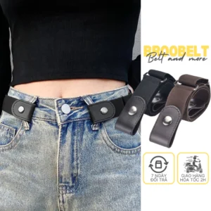 Thắt lưng thun co giãn cúc bấm 2 bên phối da cho nam nữ, dây nịt chun unisex tùy chỉnh theo vòng eo