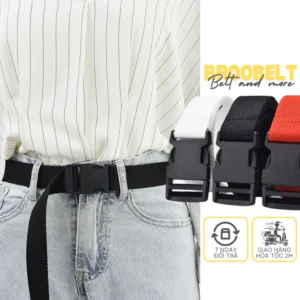 Thắt lưng BROO vải canvas ulzzang unisex đầu khóa bấm thời trang Hàn Quốc, dây nịt vải dù nam nữ