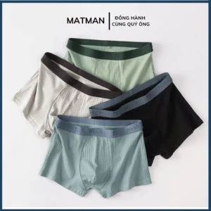 Quần Lót Đùi Nam Cotton Cao Cấp, Quần Sịp Nam Trơn Hút Ẩm Thoáng Khí, Quần Lót Boxer Nam Kháng Khuẩn