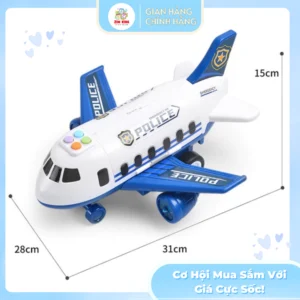 Máy bay đồ chơi mô hình có bánh xe cỡ lớn cho bé tặng kèm 4 ô tô và biển báo cho bé vui chơi