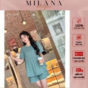 Bộ đồ nữ mùa hè mát mẻ, set đồ bộ nữ chất liệu đũi hàn cao cấp luôn thoáng mát, kiểu dáng xinh xắn đáng yêu M035