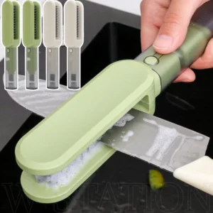 Bàn chải làm sạch dụng cụ đa chức năng 4 trong 1 - Máy mài cắt - Hai mặt, Tay cầm dài, Chất lượng cao - Dành cho dao kéo Đũa