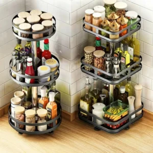 Kệ Đựng Gia Vị Xoay 360 Độ 1/2/3 Tầng ,Kệ Để Đồ Nhà Bếp Thông Minh ,Dáng Vuông/Tròn EE886