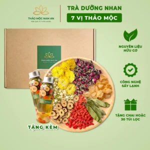 Trà Dưỡng Nhan 7 Vị Thảo Mộc (Hộp 30 Gói) Đẹp Da, Mát Gan, Thanh Nhiệt, Dễ Ngủ, Giảm Rụng Tóc