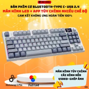 Bàn Phím Cơ Bluetooth Không Dây K86 RGB PRO VIP Có Màn Hình, App Tùy Chỉnh HOTSWAP 5 Pin, Lót Foam