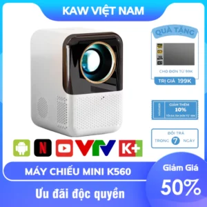 Máy Chiếu Mini KAW K560 Chính Hãng, Máy Chiếu Mini Tại Nhà Giá Rẻ, Full HD 1080, Hệ Điều Hành Android, Bảo Hành 12 Tháng