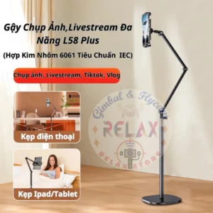 Gậy chụp ảnh quay phim L58 Plus cho điện thoại ipad máy tính bảng xoay 360 độ livestream quay vlog