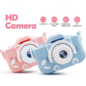 Máy Ảnh Kỹ Thuật Số Mini Mèo Camera-007 Cute Có Thể Sạc Lại Chống Sốc Cao Cấp Cho Bé