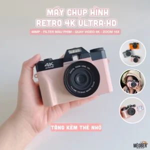 Máy Chụp Hình Retro 48MP Quay phim 4K UltraHD - giả lập màu phim, quay video slow-mo, tích hợp wifi