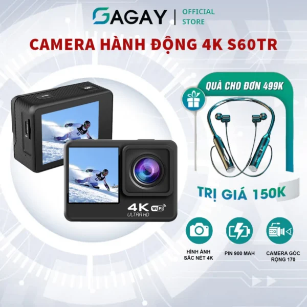 Camera hành động 4K S60TR, hình ảnh sắc nét, chức năng đa dạng, máy ảnh mini cảm biến chất lượng cao