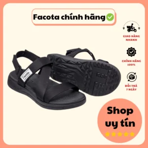 Giày dép sandal nam nữ FACOTA đen full NN01 - Đi học, đi chơi