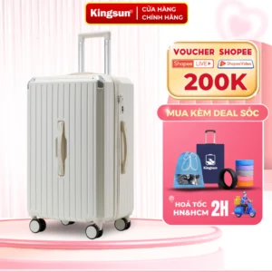 Vali kéo du lịch Kingsun P37 Size 24 dáng kiểu hộp nhựa ABS+PC cao cấp bo góc kim loại chống va đập
