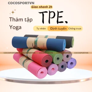 Thảm Yoga Tập Gym Định Tuyến 2 lớp 6 - 8mm cao cấp, gấp gọn, du lịch tiện lợi COCO