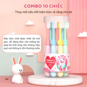 Set 10 bàn chải đánh răng trẻ em lông tơ siêu mềm từ 2-8 tuổi bảo vệ nướu chăm sóc răng miệng cho bé
