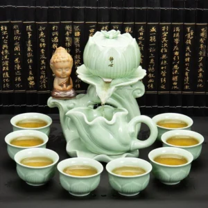 Siêu Phẩm Bộ Ấm Chén Trà Đạo BÍCH NGỌC LIÊN HOA -gồm 12 chi tiết sản phẩm mang lại sự thuần khiết, thanh cao, phú quý.